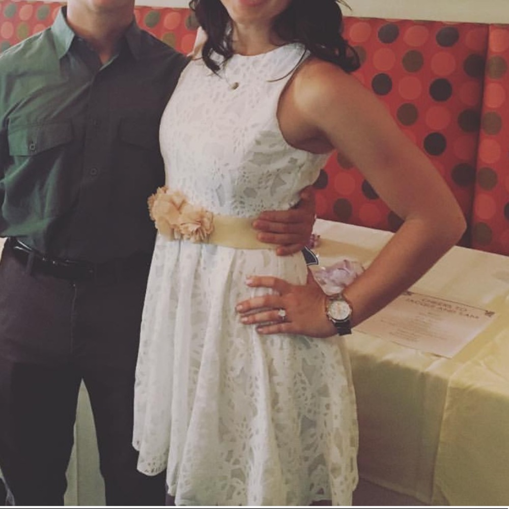 Aqua White Laser Cut Lace Dress